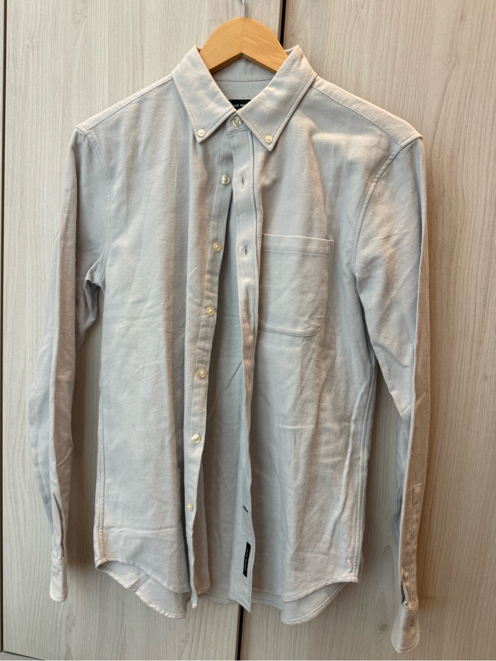 Club Monaco Men's Light Beige Button-Down Oxford Shirt